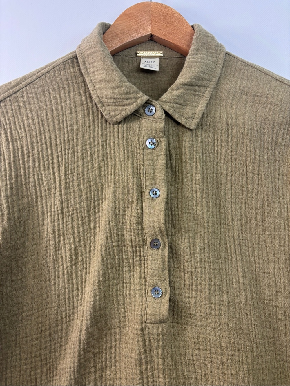Magaschoni Organic Cotton Gauze Shirt Short Sleeve Top Women’s Size XS - Picture 4 of 7